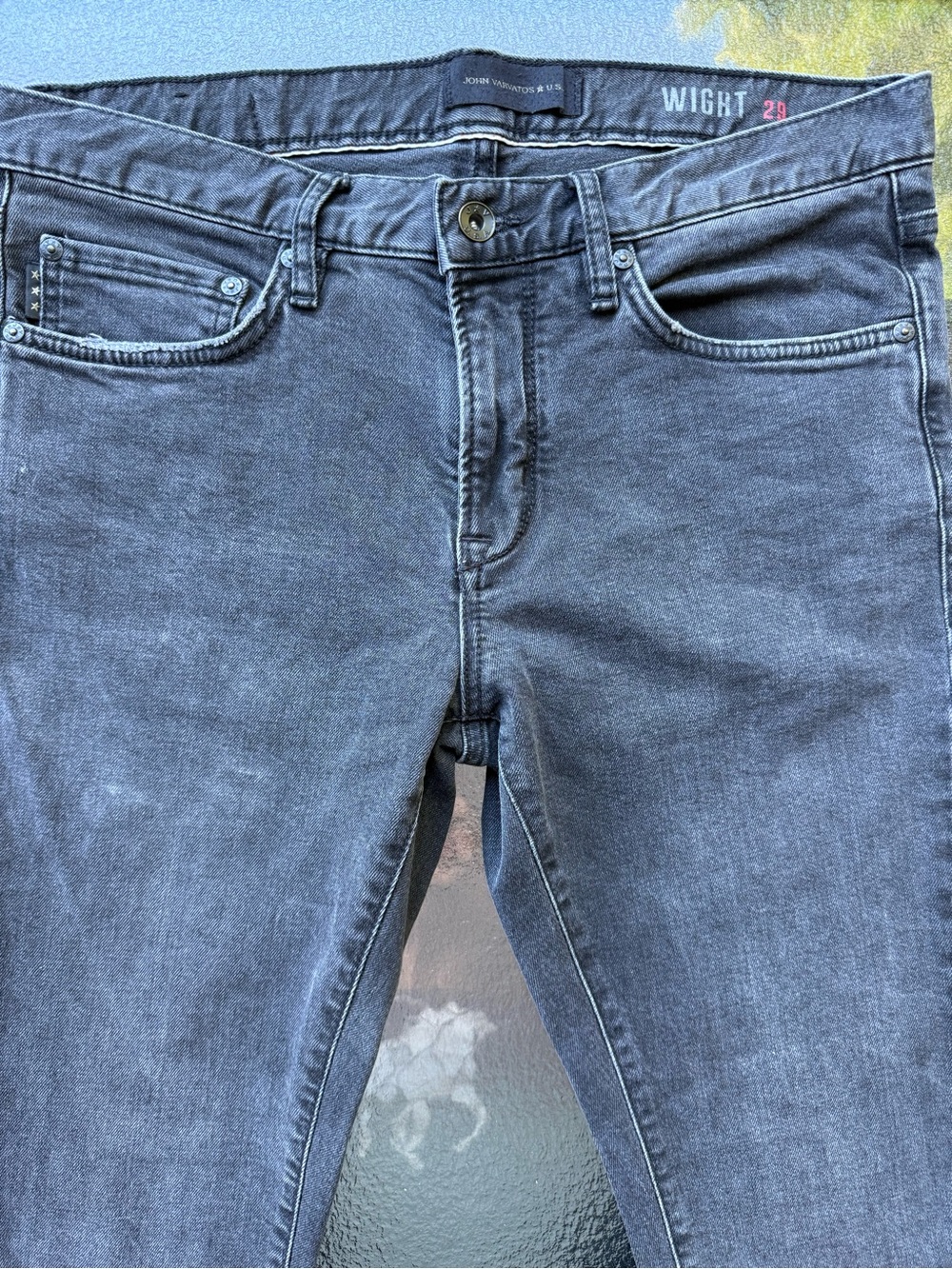 John Varvatos Slim Straight Jeans in Washed Black